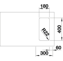 Technische tekening van een werkblad met de afmetingen 180, 400, 60 en 300