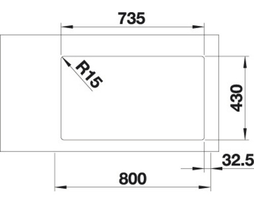 Producttekening met maatvoering in millimeters