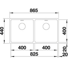 BLANCO Spoelbak Andano 400/400-U RVS 44x86,5 cm
