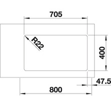 BLANCO Spoelbak Andano 500/180-U RVS 44x74,5 cm
