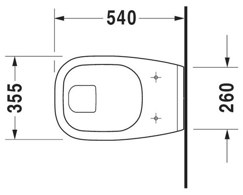 Technische tekening van een toilet met de afmetingen 540, 355 en 260 millimeter.