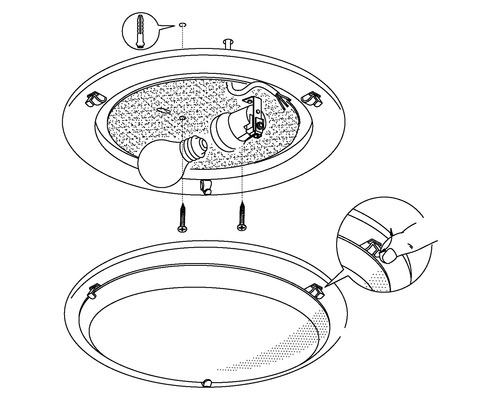 Afbeelding van een plafondlamp met installatiestappen