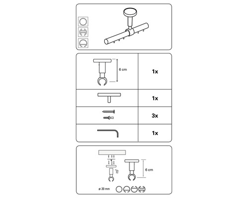 Montage-instructies voor een gordijnroede met accessoires