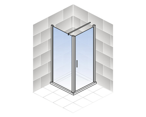 Hoekdouche met glazen deur in badkamer