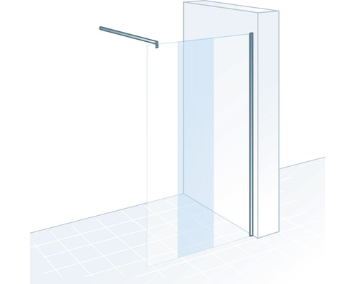 Douchescherm van glas met stabilisatiestang