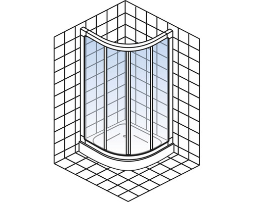 Douche met hoekinstap voor een betegelde muur