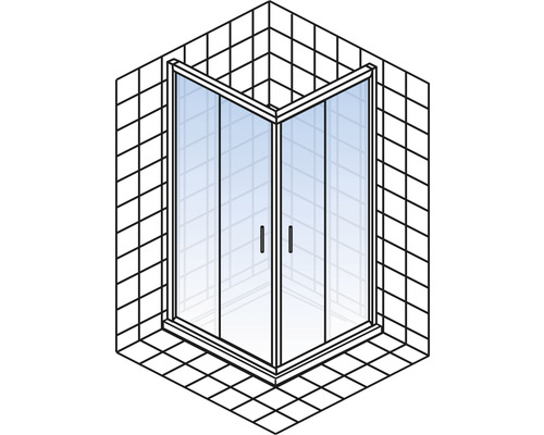 Hoekdouche met twee draaideuren in de badkamer