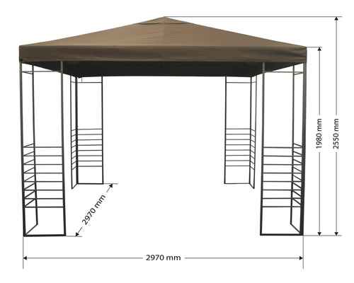 Afmetingen van een tuinpaviljoen met dak