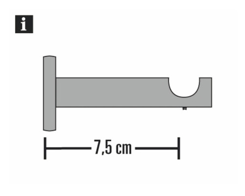 Gordijnroedehouder met een lengte van 7,5 cm