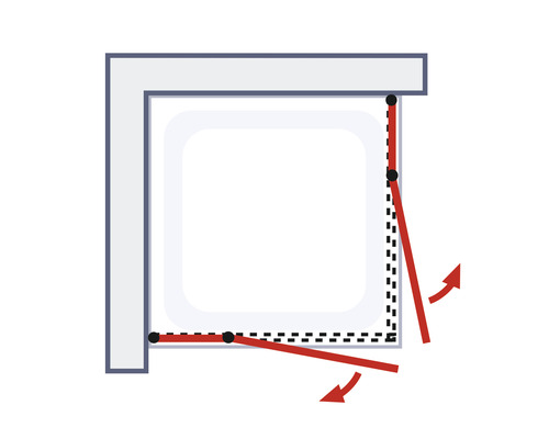 Illustratie van een douchecabine met draaideurfunctie