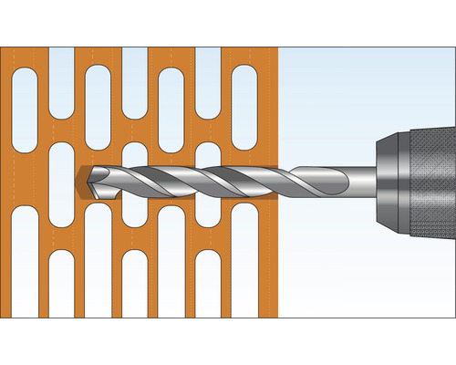 Een boor boort door een geperforeerde plaat.