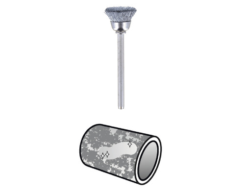 Draadborstelopzetstuk voor het ontroesten van buizen