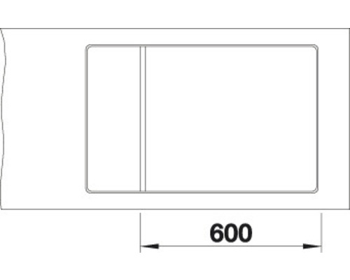 Technische tekening van een wastafel, breedte 600 millimeter