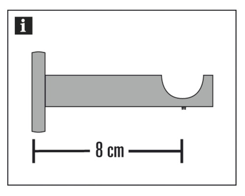 Gordijnroedehouder, 8 cm lengte