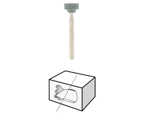Slijpstift met vormgravure in een werkstuk