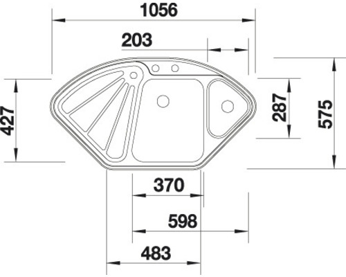Technische tekening van een douchebak met maatvoering