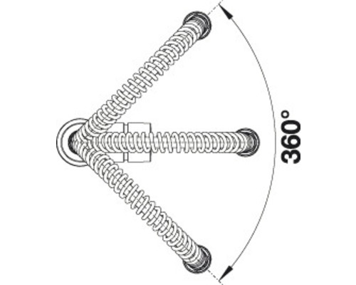 Illustratie van een 360 graden draaibare slangaansluiting