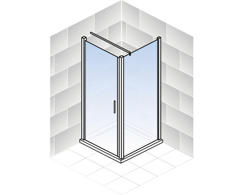 Hoekdouche met glazen deuren en frame