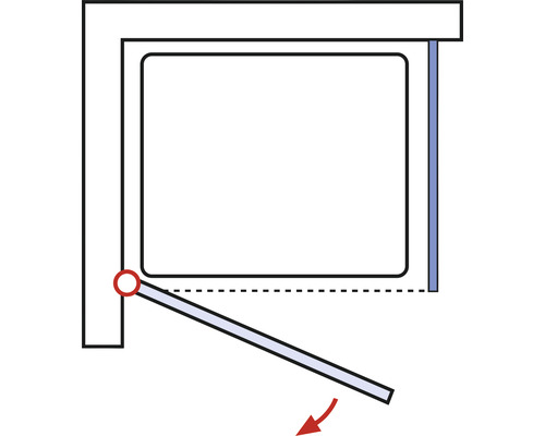 Diagram van een draaibare badwand