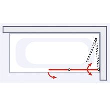 Illustratie van een badwand met scharnierfunctie