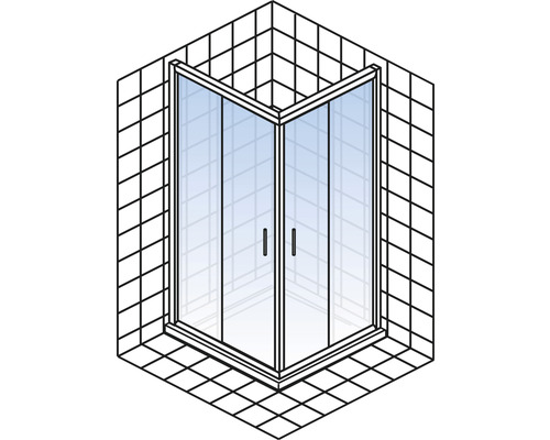 Hoekdouche met twee deuren in de badkamer