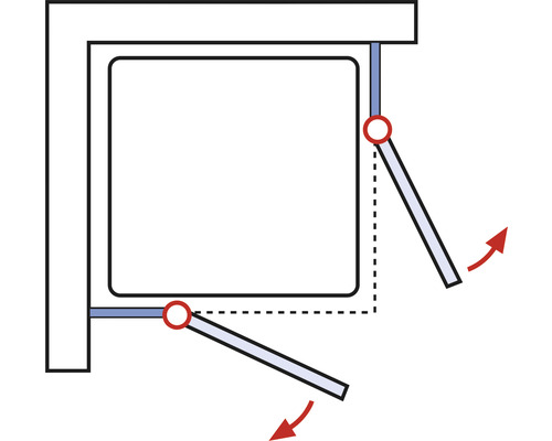 Uittrekbaar beslag voor kastdeuren met pijlen voor de bewegingsrichting