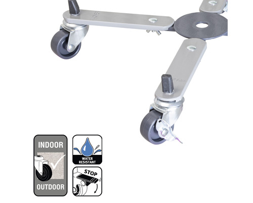 Rolplank met drie wielen en bijbehorende symbolen