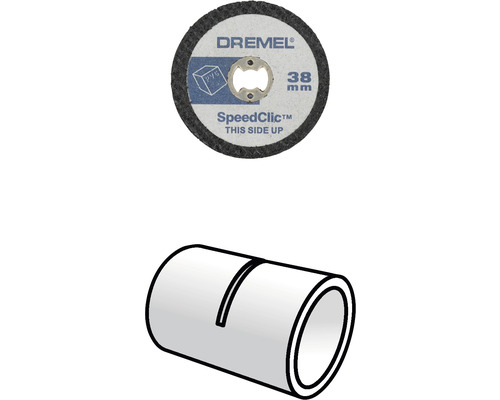 Dremel Speedclic doorslijpschijf 38 mm en een kunststof buis