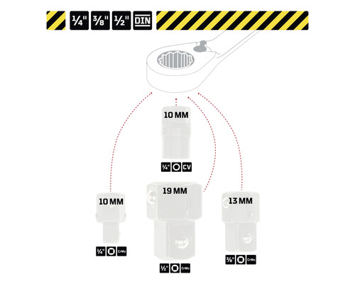 Dopsleutel adapterset met verschillende maten