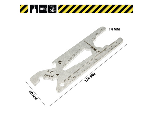 Multifunctioneel gereedschap van metaal, 129 millimeter lang
