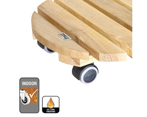 Plantenroller van hout met wielen