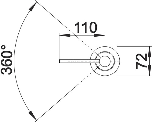 Technische tekening van een draaiknop met afmetingen