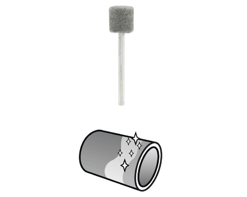 Polijststift voor oppervlaktebewerking met illustratie van een gepolijste buis.