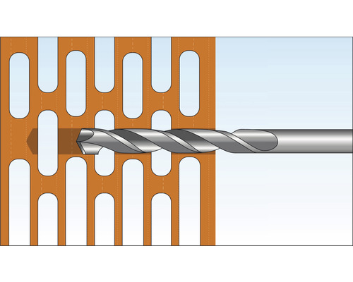 Een boormachine boort door een geperforeerde plaat.