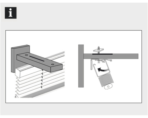 Afbeelding van de montage van een gordijnbeugel