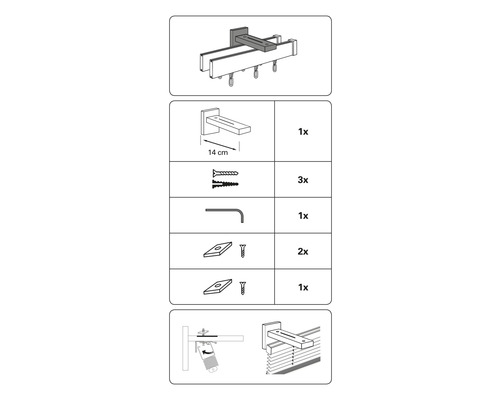 Instructies voor het monteren van een gordijnrail met accessoires
