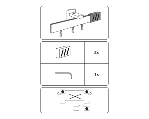 Montage-instructies voor een gordijnrail met accessoires