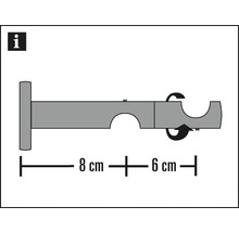GARDINIA Chicago wanddrager 2-loop open zwart ø 20 mm 14 cm
