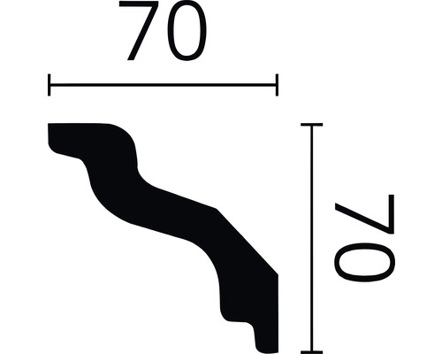 Profielstrip met de afmetingen 70 x 70 millimeter