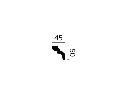 Schema van een sierlijst met de afmetingen 45 bij 50.