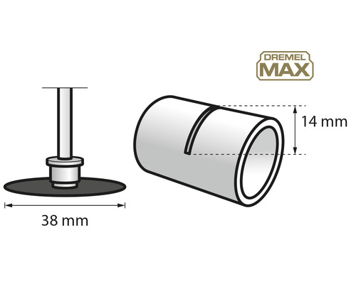 Dremel schuurband en schuurstift, afmeting 38 millimeter en 14 millimeter