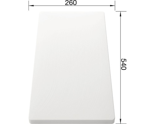 Rechthoekig tafelblad met afmetingen 260 x 540 mm