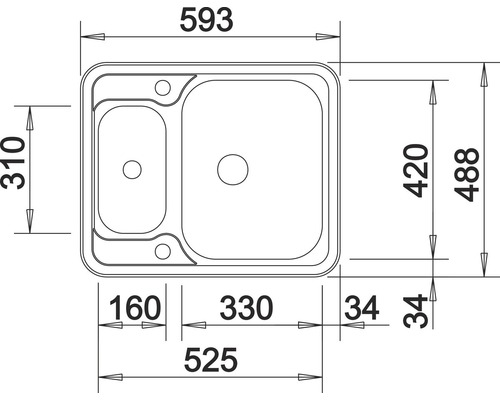 Afmetingen van een spoelbak met twee bakken