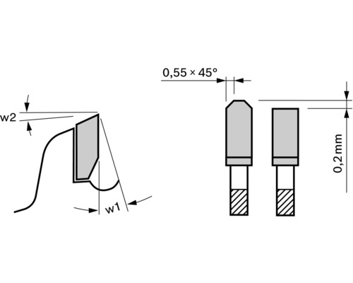 Technische tekening van een freesbeitel met maatvoering