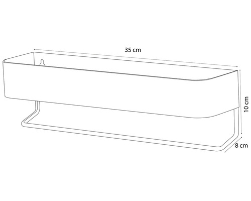 Rek met handdoekhouder, 35x10x8 centimeter