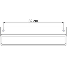 Technische tekening van een 32 centimeter brede handdoekhouder