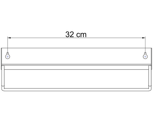 Technische tekening van een 32 centimeter brede handdoekhouder
