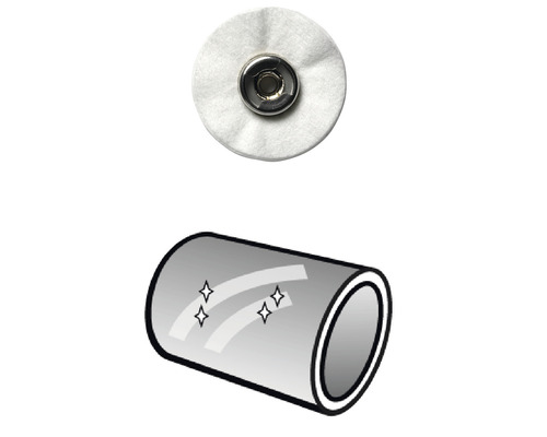 Polijstschijf en illustratie van een gepolijste buis