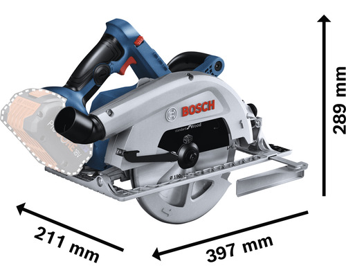 Bosch accucirkelzaag met afmetingen