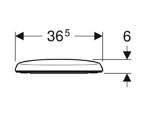 Technische tekening van een toiletbril met afmetingen.